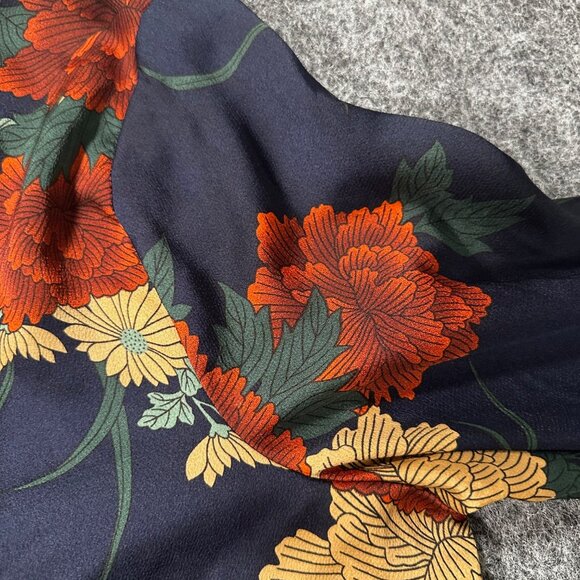 Boohoo Shirt Dress 14 Long Sleeve Floral Artsy Unique Collared Button Front - Picture 8 of 14